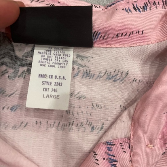 [L]VTG Roughrider by Circle T Pink Horse Print Button LS Shirt - Picture 3 of 7